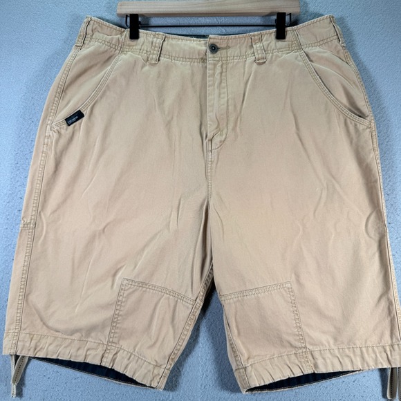 Vintage Rocawear Cargo Chino Shorts Mens 40 Brown Denim Flap Pocket Y2K 11" - Picture 1 of 13